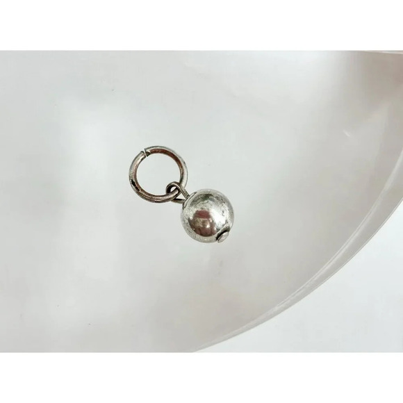 Tiny Dainty silver tone Ball Shaped Vintage Pendant | Charm | Trinket - Picture 5 of 9